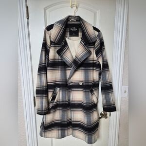 ​Hollister Plaid Peacoat Long Jacket - XL